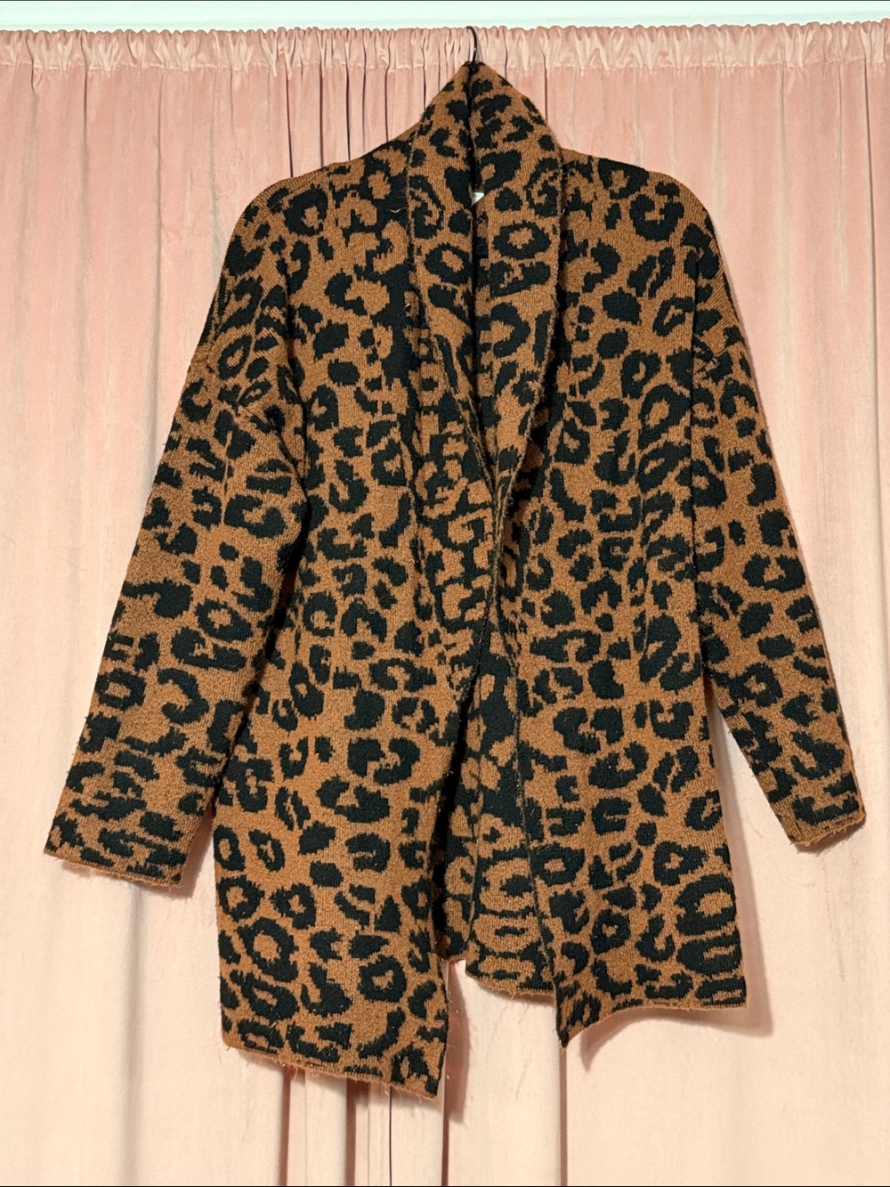 Time and Tru Leopard Open Cardigan - Brown & Black